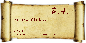 Petyko Aletta névjegykártya